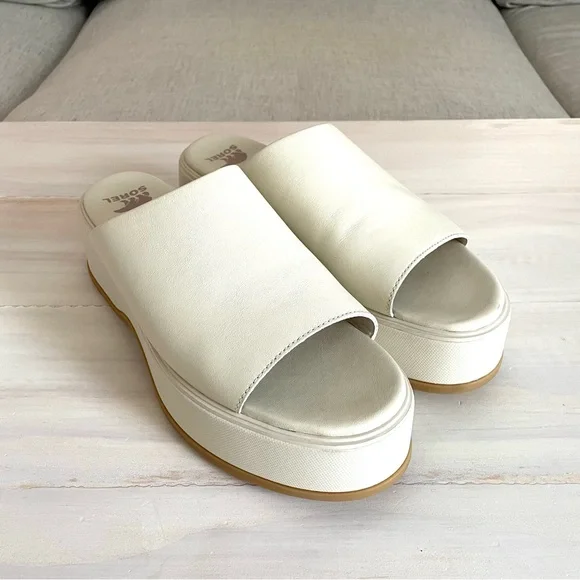 Sorel White Platform Sandals - Picture 2 of 7